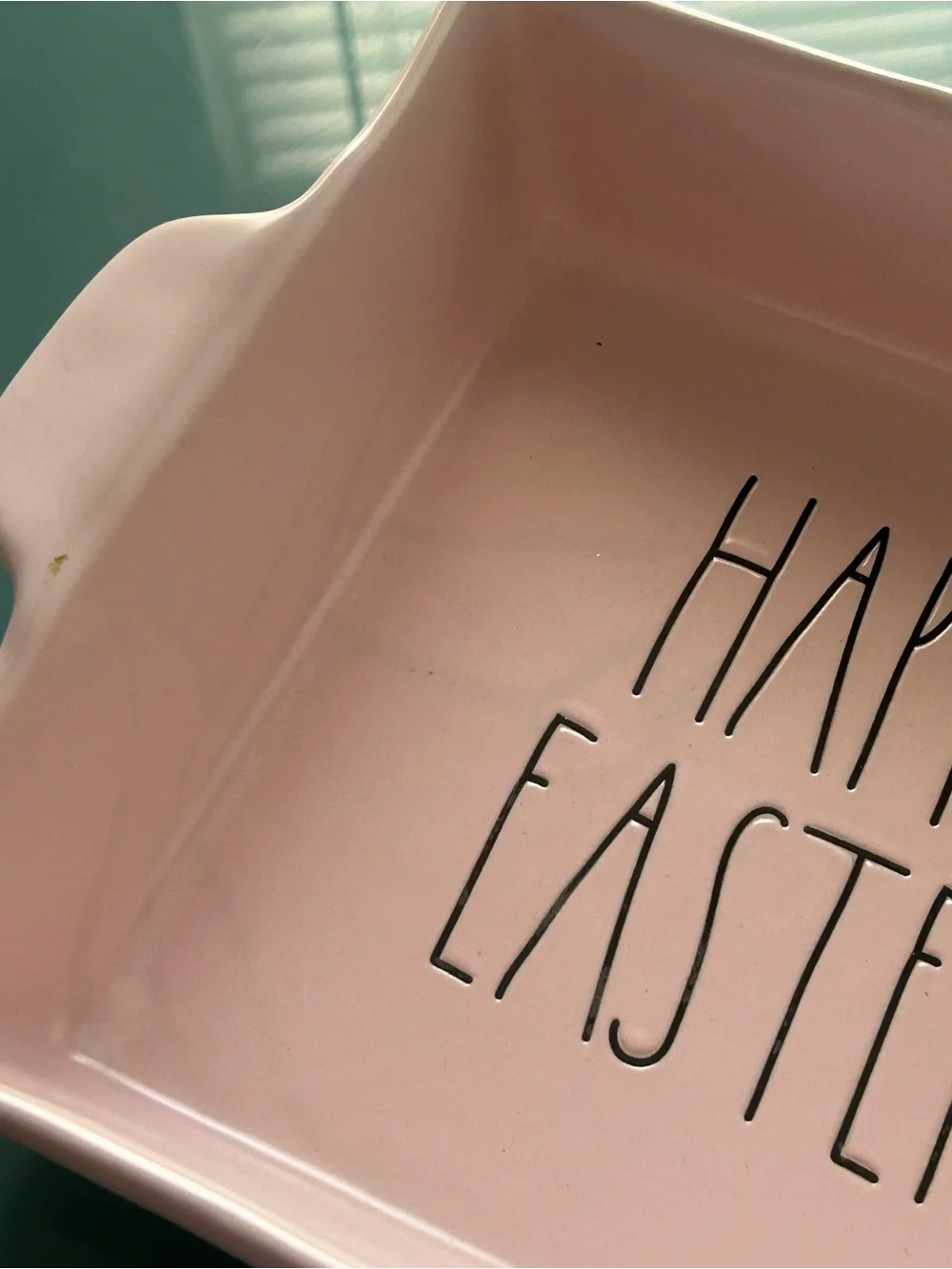 Rae Dunn HAPPY EASTER Pink Ceramic Baking Dish Rare Artisan Collection Magenta